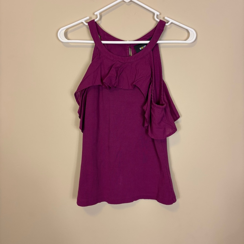Anthropologie Maeve Magenta Purple Ruffled Tank Top‎ Small